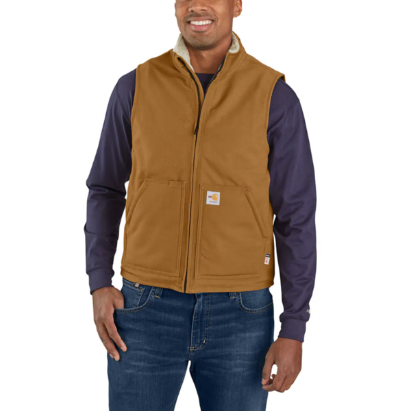 FR Duck Sherpa-Lined Vest in Carhartt Brown